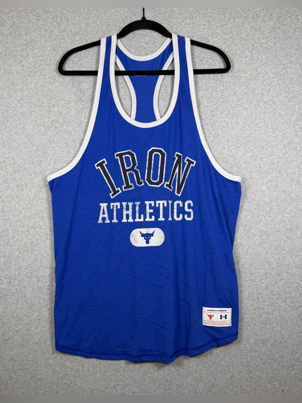 Under Armour Project Rock Tank Top Blue Iron Athletics Muscle Shirt Mens Large